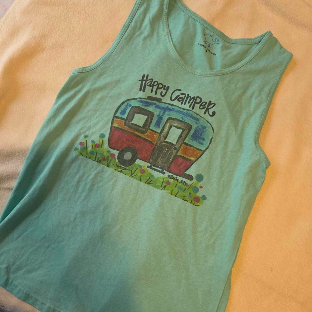 Luckybird Clothing Happy Camper top size small. I don't think it was ever worn.